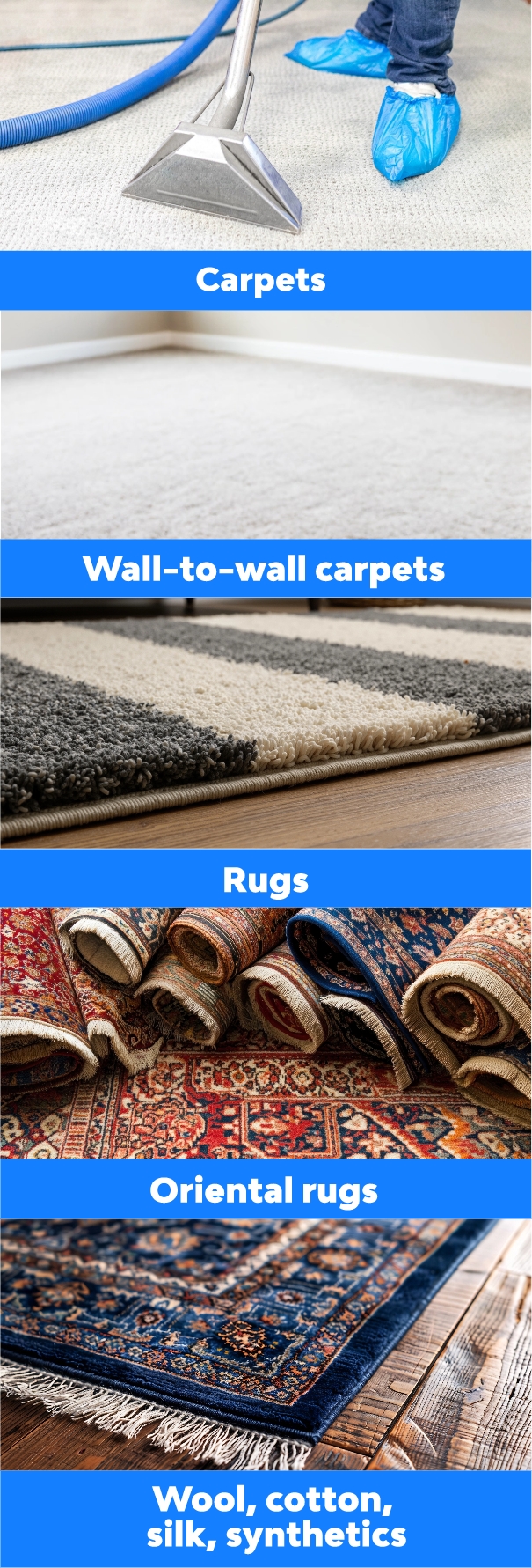 Variété de tapis et de carpettes de différents styles